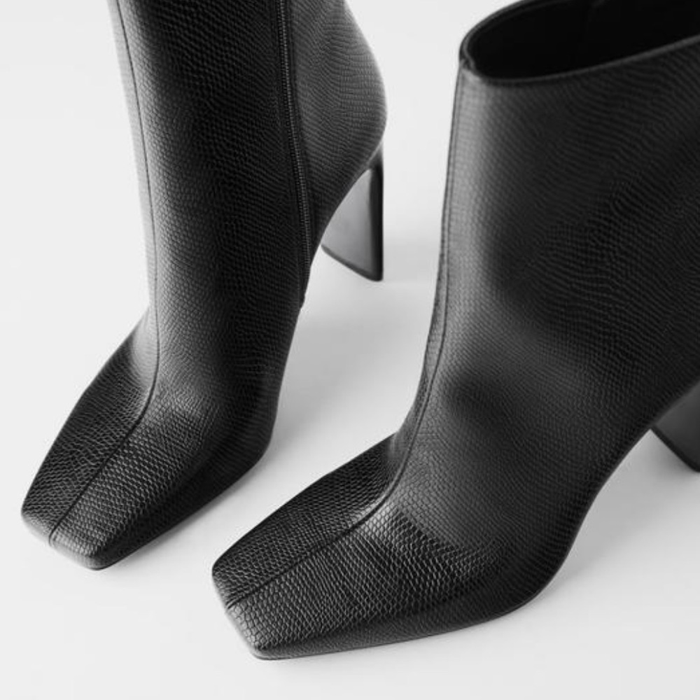 Zara Women Animal print high heel ankle boots